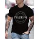 thumbnail image 1 of Men's Casual Crew Neck T-Shirt, Knit Fabric, Short Sleeve, Regular Fit, with Psalms 91 Print, for All-Season Top, 1 of 8