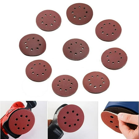 

SunSunrise 10 Pcs 125mm 5inch 8 Holes Hook Loop Sanding Discs Grit Orbital Sander Pad Mat