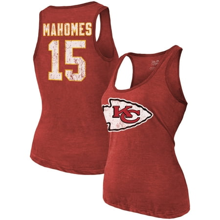 Patrick Mahomes Kansas City Chiefs Majestic Threads Women's Player Name & Number Tri-Blend Tank Top -