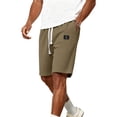 thumbnail image 3 of Bbyeadc Men's Shorts Waffle Knit Drawstring Shorts Mid Waist Solid Color Breathable Bottoms for Beach Vacation with Pocket,Brown (Medium), 3 of 5
