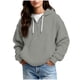 thumbnail image 1 of Ounisa Womens Hoodies Casual Long Sleeve Drawstring Waffle Pullover Tops Loose Hooded Sweatshirt with Pocket, 1 of 8