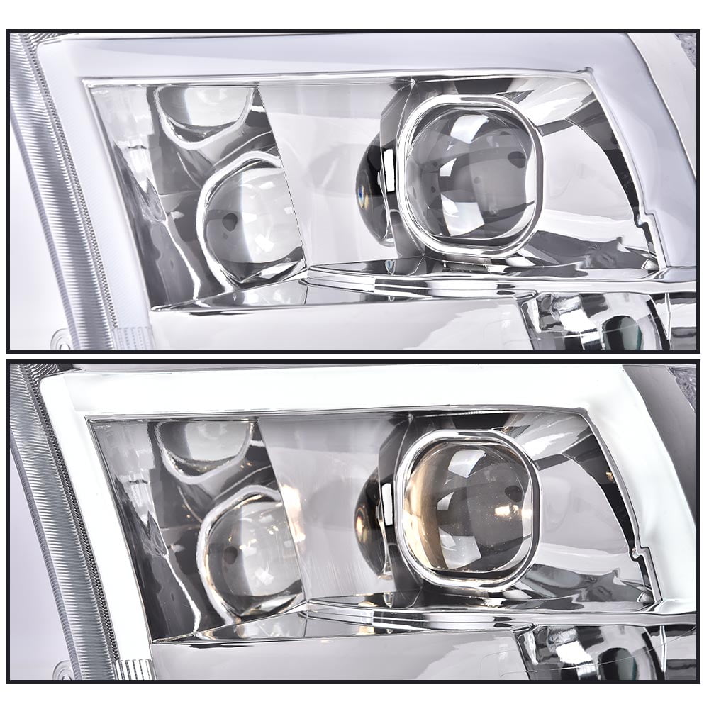 PIT66 LED Headlight Fit for 2009-2018 Dodge Ram 1500 Clear Lens Chrome Housing Clear Reflector