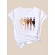 thumbnail image 2 of Camiseta informal de manga corta para mujer, con estampado de gestos de amor, cuello redondo, letras artísticas, para deporte y tiempo libre., 2 of 7