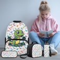 thumbnail image 2 of Bulopur Kids 17 Inch Backpack 4 in 1 Cartoon Dinosaur Pattern School Bag with Lunch Bag, Water Bottle Sleeve and Pencil Case for Kids Aged 4-8, 2 of 8