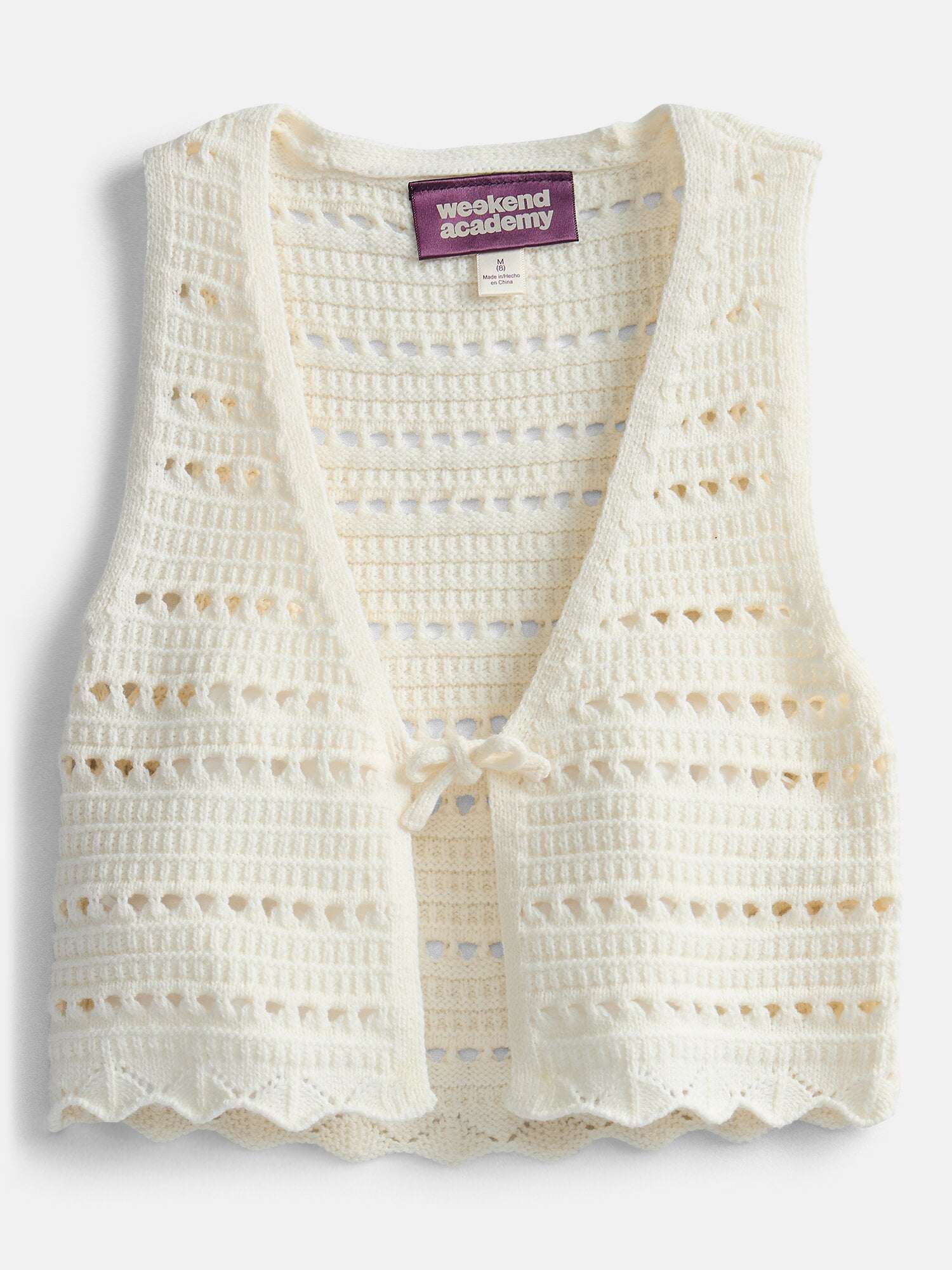 Weekend Academy Girls Crochet Tie Front Vest, Sizes 4-18