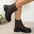 thumbnail image 4 of Brown Women'S Chic Warm Winter Boots Featuring Splicing Round Toe And One-Foot Design Low Heels For Casual Daily Activities, 4 of 9