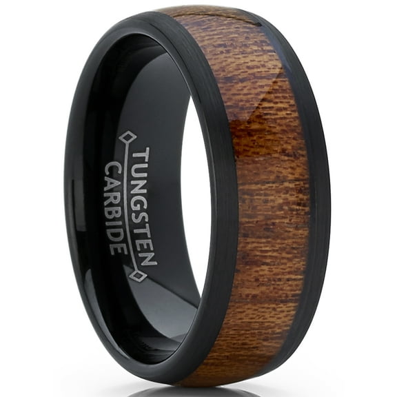 Metal Masters Mens Genuine Rose Wood Tungsten Ring Band Wedding Engagement Inlay 8mm