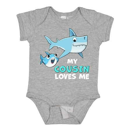 

Inktastic My Cousin Loves Me with Cute Sharks Gift Baby Boy or Baby Girl Bodysuit
