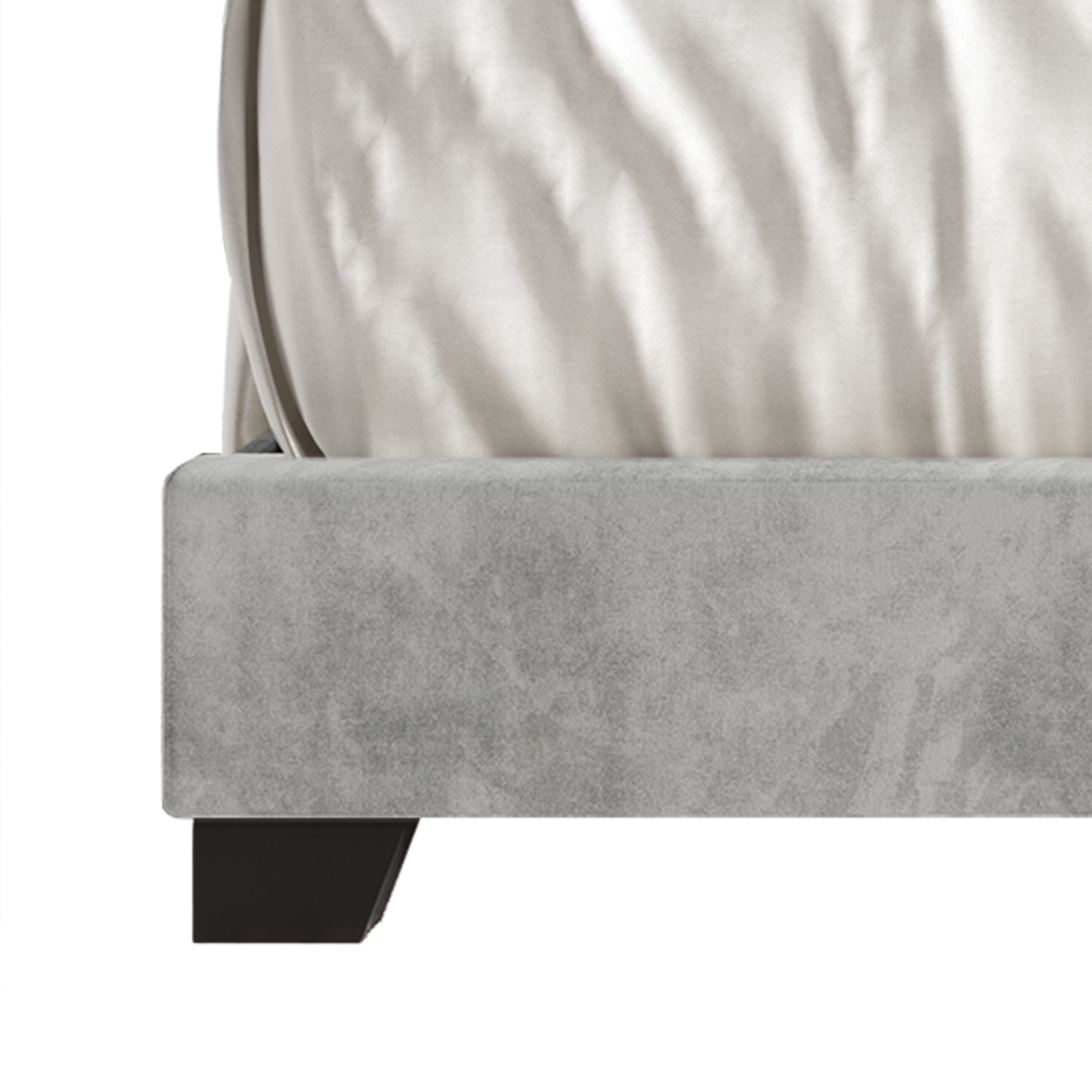 Castle Place Nailhead Trim Wingback Upholstered Bed, Silver Grey Velvet, King