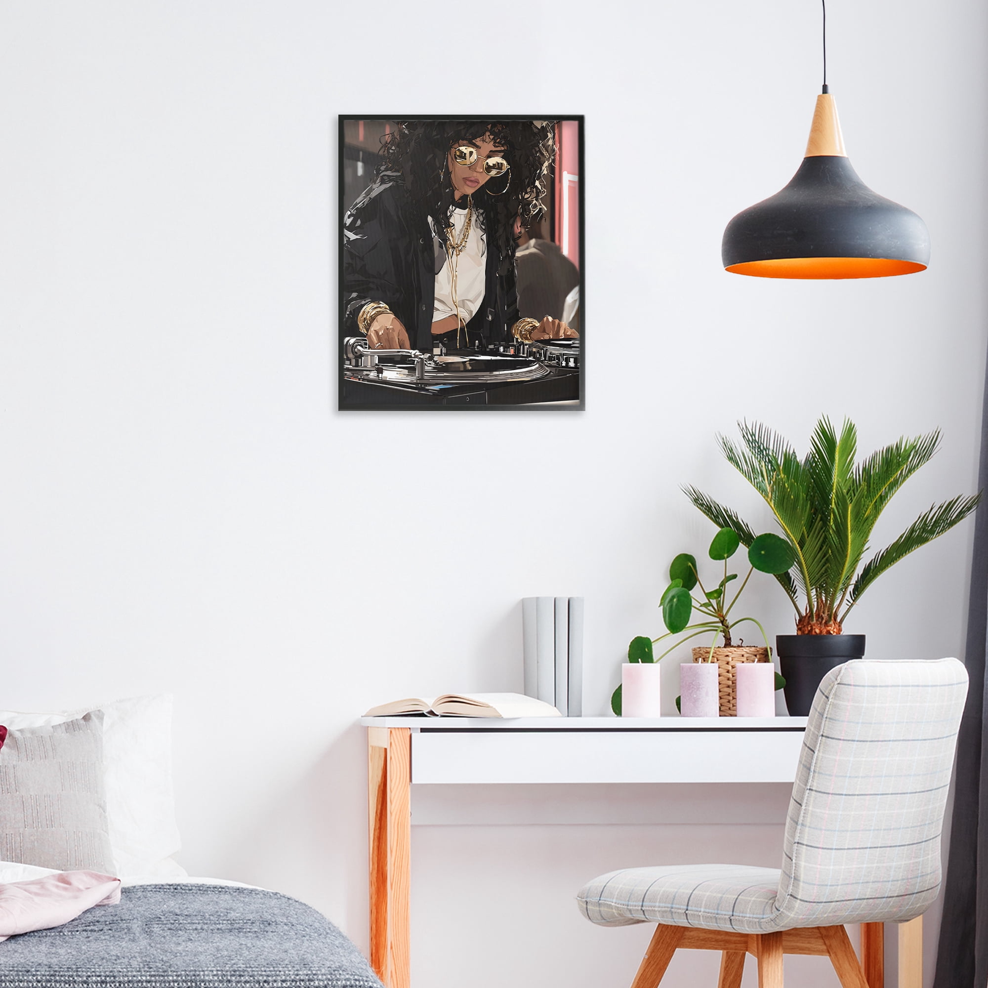 Stupell Industries DJ Focused On Turntables Black Framed Giclee Art, design by Franklyn Gregory