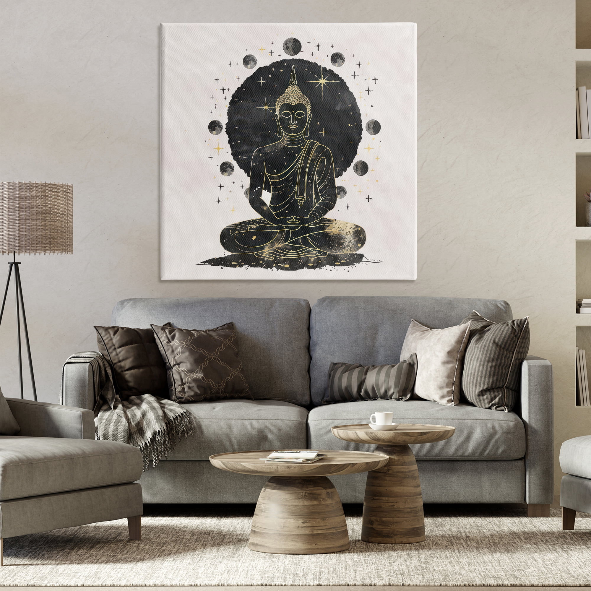Stupell Industries Gilded Sitting Buddha Religious & Spiritual Painting Wrapped Canvas Art Print Wall Art, 36 x 36