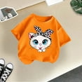 thumbnail image 3 of Tees Shirts Baby Cute Graphic Round Neck Short Sleeve Tee Summer Casual T Shirt Baby T Shirts Tops Orange 7 Years-8 Years, 3 of 6