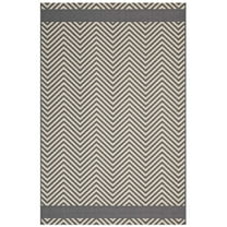 Modway Optica Chevron With End Borders 5x8 Indoor and Outdoor Area Rug in Gray and Beige