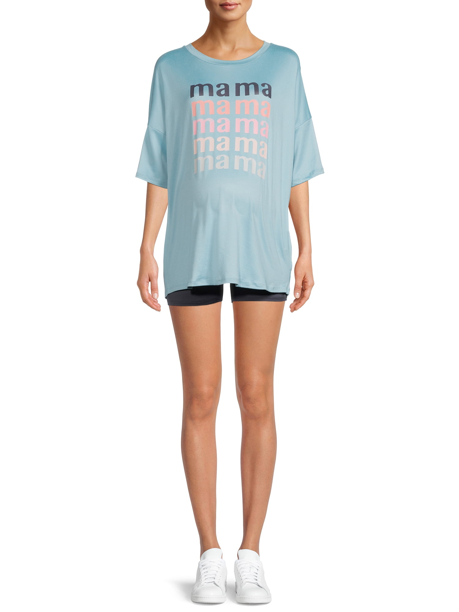 Time and Tru Women's Maternity T-Shirt and Bike Shorts Set, 2-Piece