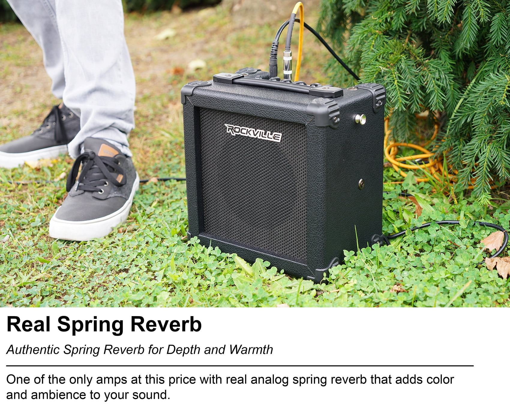 Rockville G-CHARGE 20 BLACK Rechargeable Battery Guitar Amplifier Spring Reverb