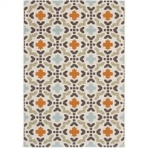 SAFAVIEH Veranda Branson Geometric Indoor/Outdoor Area Rug, 6'7" x 9'6", Cream/Terracotta