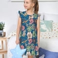 thumbnail image 4 of Vsdgher Fleurs Colorées pour Filles Chemises de Nuit Manches Courtes à Volants Robe de Nuit Pyjama pour Fête Pyjama-Grand, 4 of 6