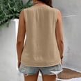 thumbnail image 6 of Womens Cotton Linen Vests, Sleeveless Shirts for Women Summer Casual Vintage Solid Color Button Down Dressy Blouses Tank Tops, 6 of 6
