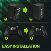 Fosmon 5280mWh Xbox Rechargeable Battery Pack with Charging Station, 2-Pack 2200mAh Batteries & Dual-Slot Rapid Charger Station for Xbox Series X/S, Xbox One/One X/One S Elite Controller - Black