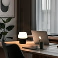 thumbnail image 2 of Brightech Duke 9" Ceramic LED Desk Lamp With Glossy Black Base and White Shade, 2 of 4