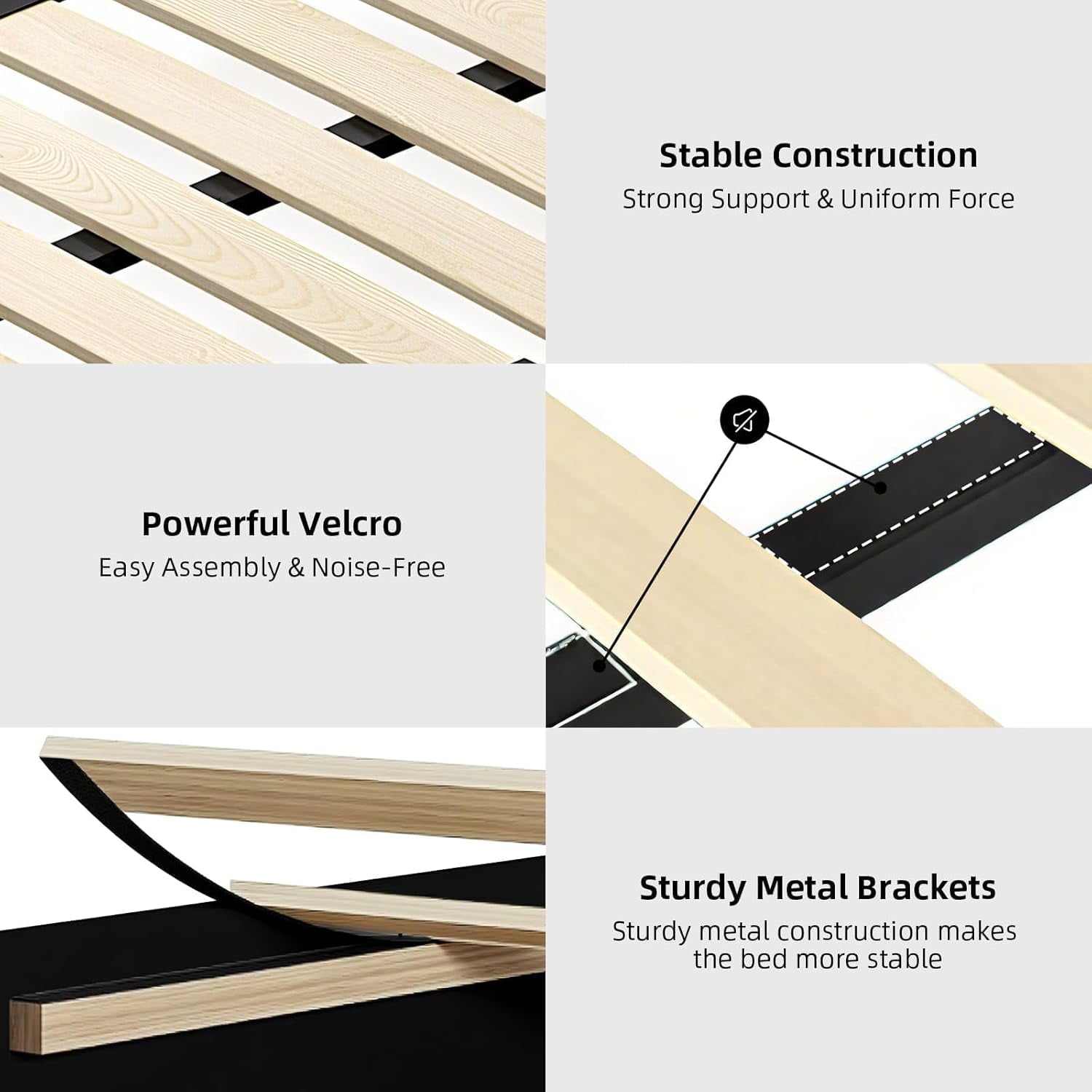 4 EVER WINNER Twin Size LED Bed Frame with Headboard，Upholstered Platform Bed Frame with LED Lights，Diamond Tufted Headboard and Footboard，Black