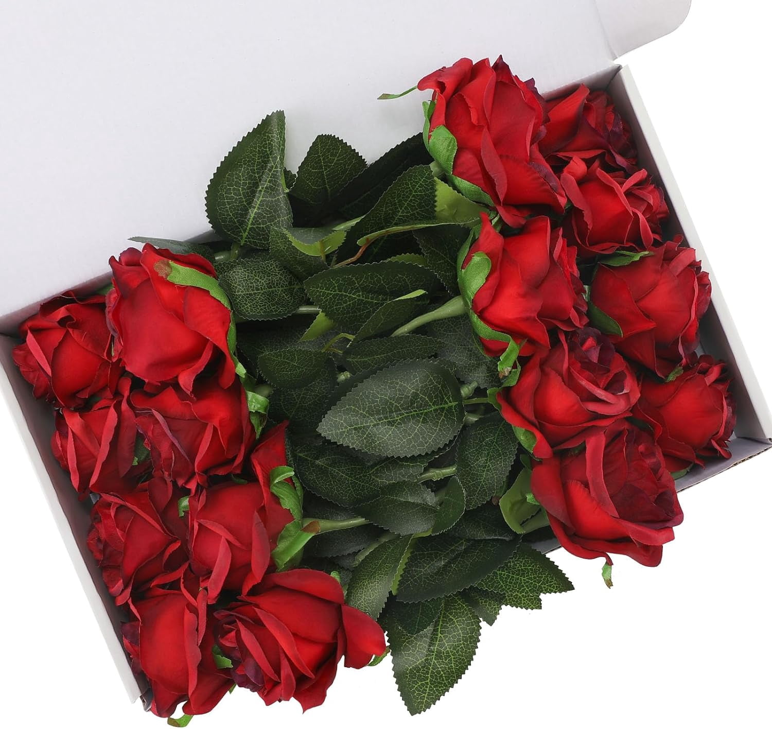 Burgundy Fake Roses Artificial Flowers - Fake Artificial Roses Silk Flowers with Stems for Home Wedding Hotel Office Centerpiece Decor（Burgundy）