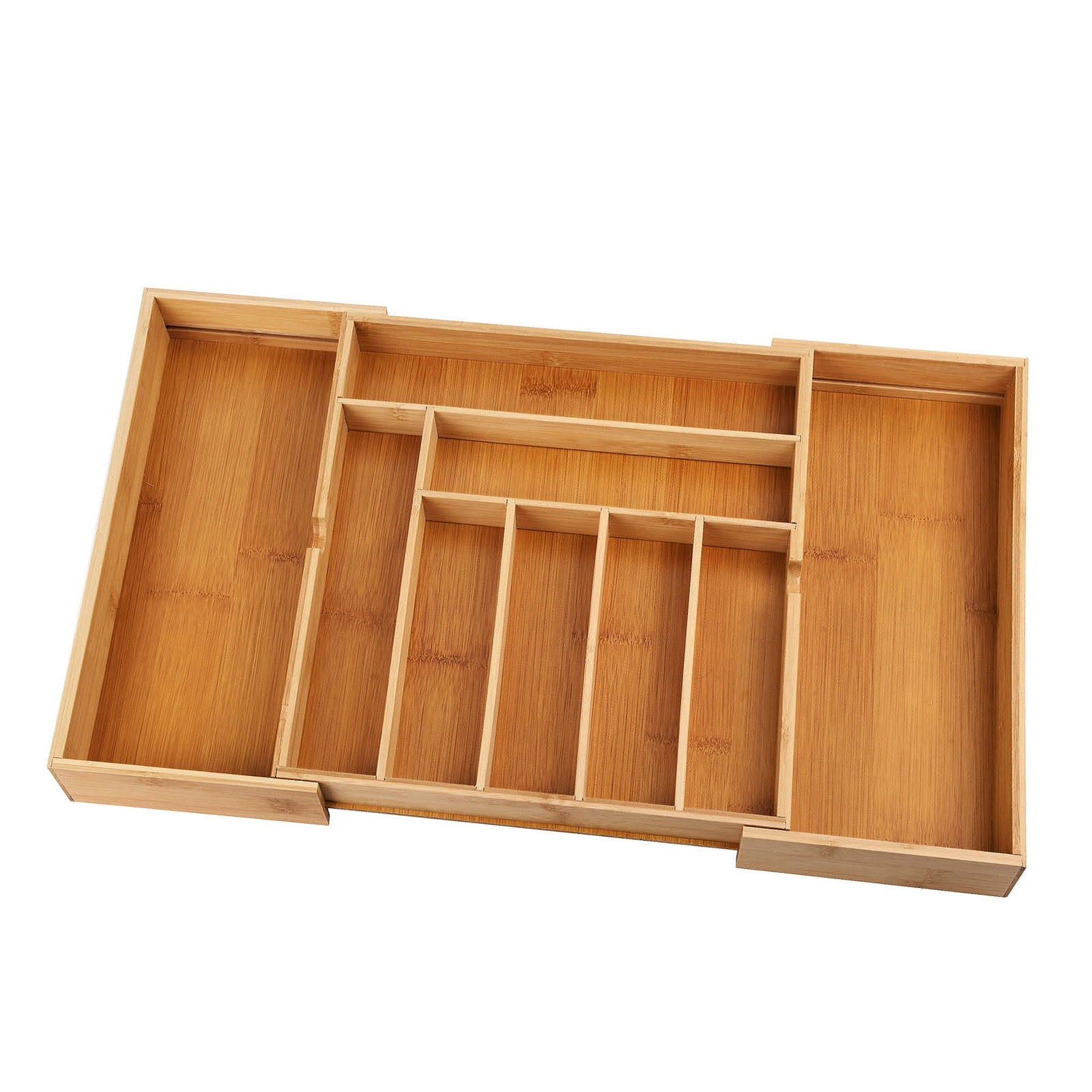 Adjustable Bamboo Flatware Organizer, Expandable Kitchen Utensils Drawer Organizer