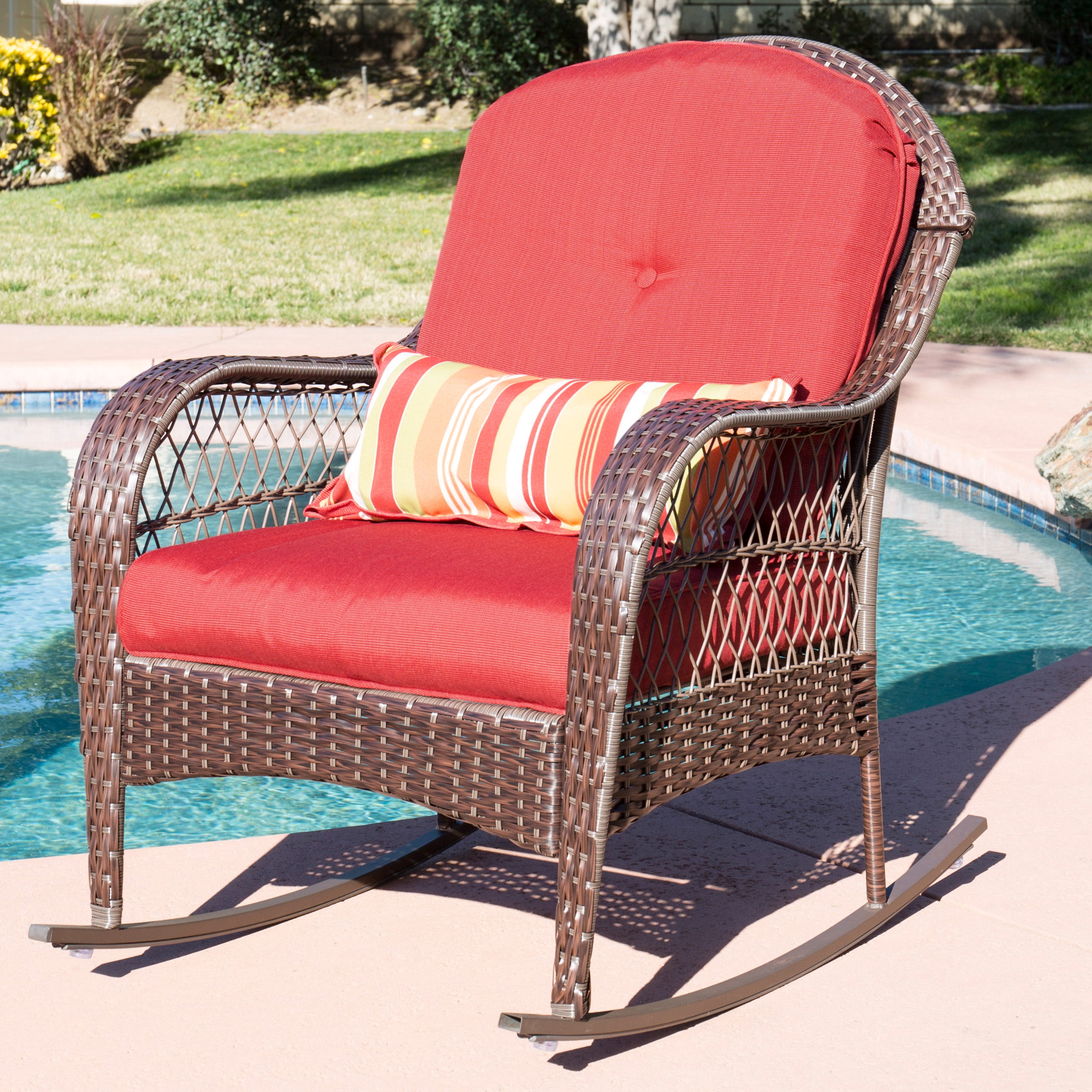 Best Choice Products Wicker Rocking Chair Patio Porch Deck