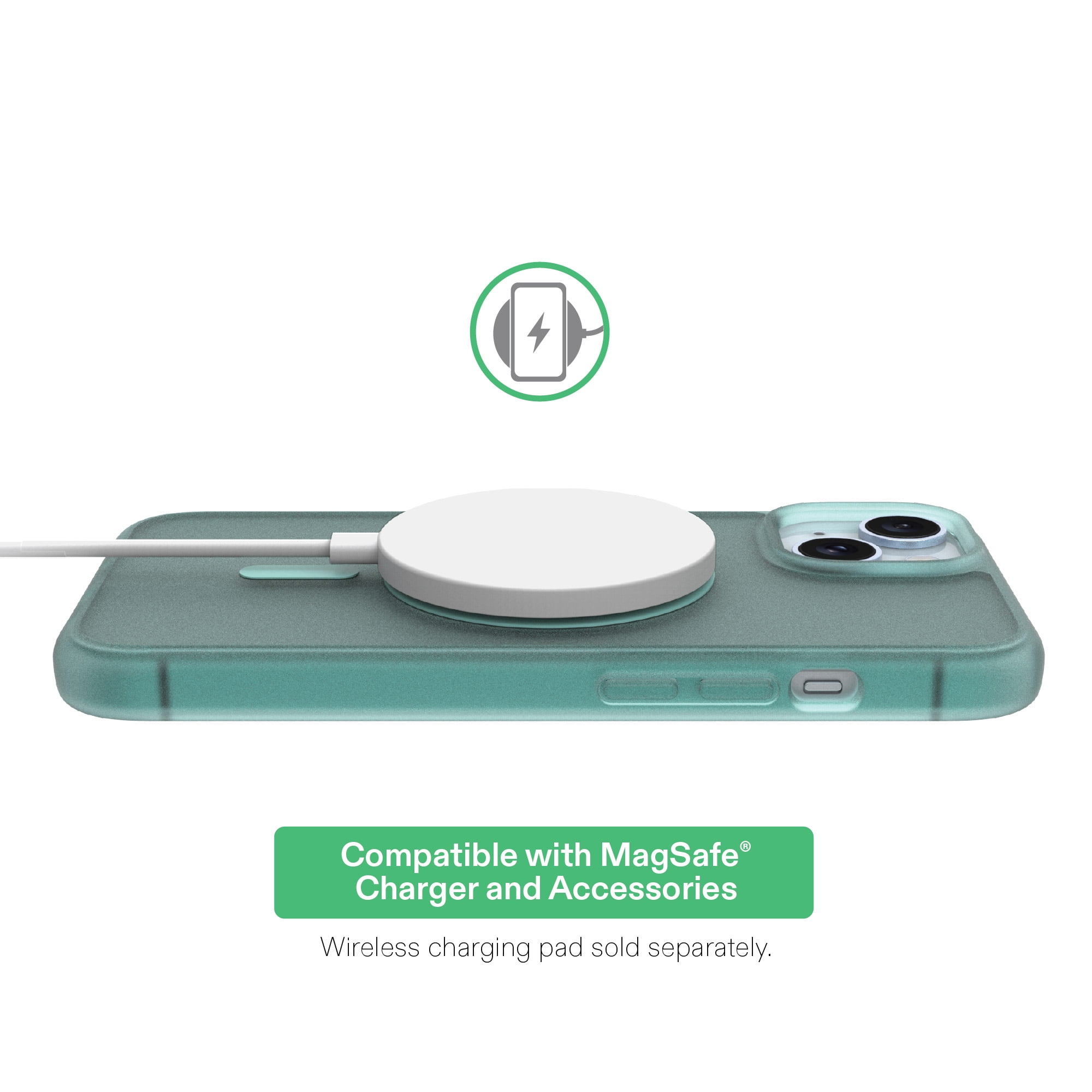 onn MagSafe Compatible Phone Case for iPhone 17e / iPhone 16e / iPhone 15 / iPhone 14 / iPhone 13 - Frosted Teal