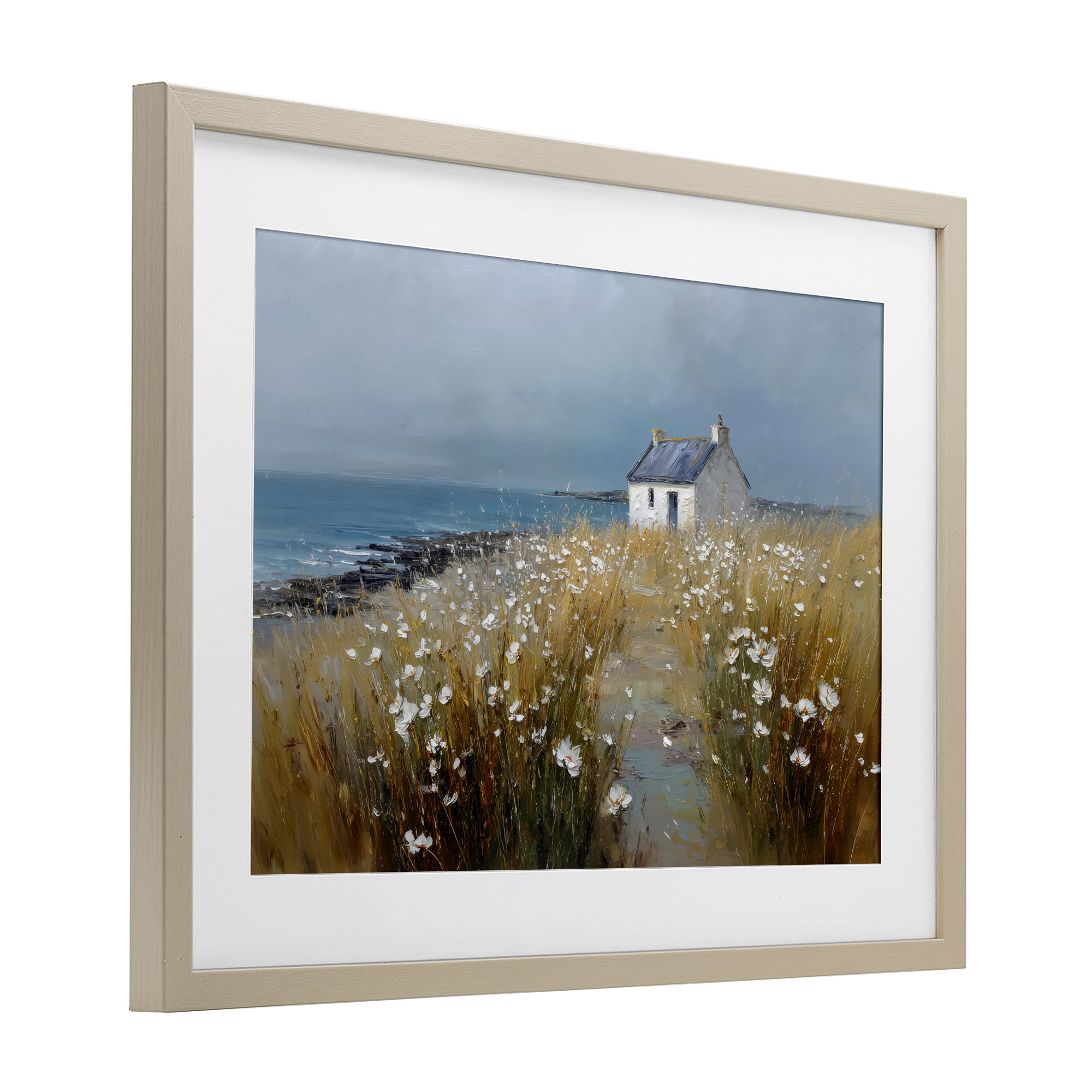 Stupell Industries Oceanfront Cottage Wildflowers Birch Framed Print Under Glass, design by Petal Prints Design