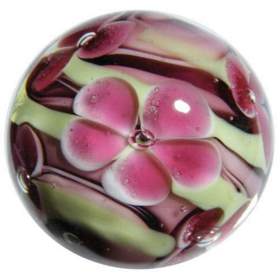 Big Game Toys~22mm (7/8") Protea Hand Made Art Glass Marble Purple/Green Flower Swirl