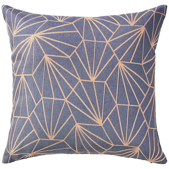 Violet Linen Victoria Chenille Abstract Haxegon Design, Polyester Jacquard, Blue, 18 Inch by 18 Inch, Decorative Throw Pillows
