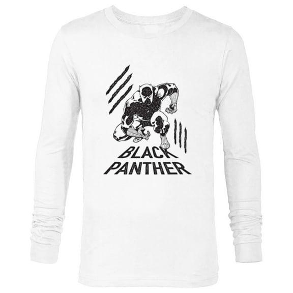 Marvel Black Panther Classic Comic Clawmarks Distressed - Long Sleeve T-Shirt for Men - Customized-Navy