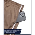 thumbnail image 2 of Shorts de básquet para niño Reebok talla 14-16, topo y blanco, 2 of 7