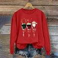 thumbnail image 4 of GUZOM Womens Red Christmas Sweatshirt - Oversized Crew Neck, Wine Glass Graphic Long Sleeve, Easy-Care Polyester for Holiday Gatherings,Size L, 4 of 4