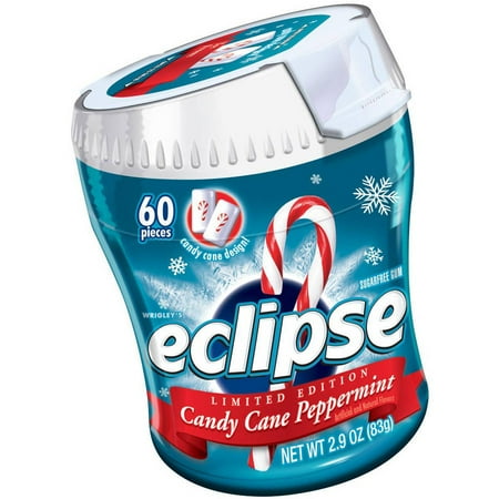 Eclipse Holiday Peppermint Sugarfree Gum Bottle, 60 Pieces