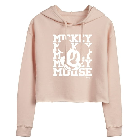 Disney - Mickey Mouse - Repeated Mickey - Juniors Cropped Pullover Hoodie