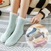 Women Fuzzy Warm Slipper Socks, 7 Pairs Winter Fluffy Socks Microfiber Cozy Sleeping Socks, Gift for Women