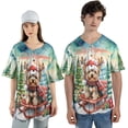 thumbnail image 4 of Merry Christmas Santa Reindeer Antlers Yorkshire Terrier Sleigh Xmas Winter Holiday All Over Print 3D Baseball Shirt Yorkie Dog Lover Gifts Softball Sport - 00023, 4 of 6