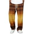 thumbnail image 4 of Ceisia Men's Gradient Plaid Waffle-Knit Sweatpants Contrast Drawstring Wide-Leg Casual Pants Gifts, 4 of 4