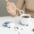 thumbnail image 6 of Bingfone Vintage Blue Flying Butterflies Leather Drinks Coasters With Set Of 6,Suitable For Home Kitchen,Coffee Cup Coasters Home Gift, 6 of 9