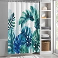 thumbnail image 6 of Blue Teal Leaves Shower Curtain Set, Waterproof Shower Curtains for Bathroom, Summer Botanical Watercolor Leaf Washable Fabric Cloth Bath Curtain for Bathtub Decoration with Hooks 60x72 Inches, 6 of 9