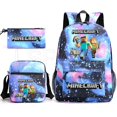 thumbnail image 1 of 3pcs Minecraft Backpack Cartoon Children Boys Girls School Bags Lightweight Students Waterproof Large Capacity Backpack, 1 of 5