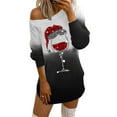 thumbnail image 2 of Skksst Womens Christmas Print Tunic Blouse T Shirt One Shoulder Mini Dress, 2 of 3