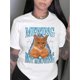 thumbnail image 1 of Medium Stretch Cotton Blend Women's Casual Crew Neck T-Shirt with "Mewing Not Meowing" Cat Graphic Print Alphabet Pattern Fashionable Short Sleeve Tee for All Seasons, 1 of 6