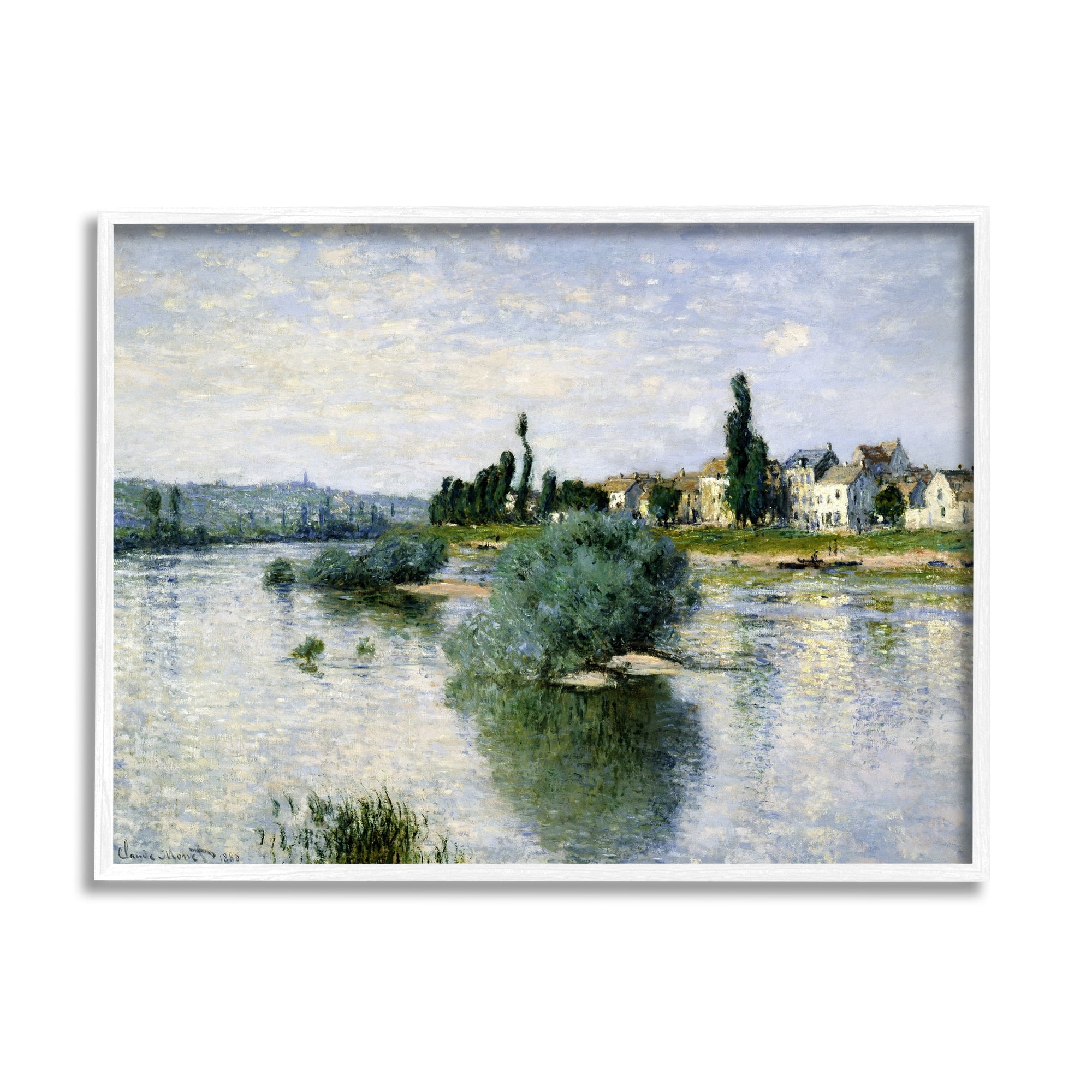 Stupell Industries Countryside Homes Lake Landscape Monet Classic Painting Framed Art Print Wall Art, 20x16, By Claude Monet