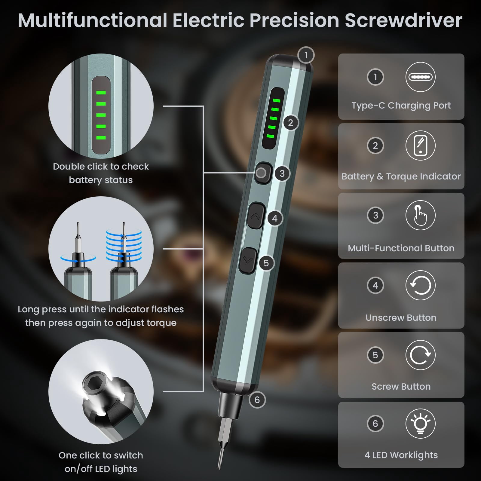 Electric Screwdriver, 70 In 1 Screwdriver Set, Mini Electric Screwdriver, Precision Screwdriver Kit With 64 S2Bits, Rechargeable Repair Tool Kit For Car Mini Screwdriver For Eyeglasses, Watch, Phone
