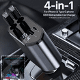thumbnail image 4 of Swayvoo retractable Car Charger 4-in-1 Fast USB C Car Phone Charger Adapter with Dual Type C Cords, USBC Car Charger Compatible with iPhone 17/16/15/14/13/12/11, Galaxy & Pixel, 4 of 9