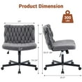 thumbnail image 6 of Yeshouse Adjustable Vanity Chair, Armless Swivel Office Chair with Wheels, White Fabric, 6 of 7