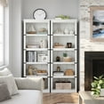 thumbnail image 4 of Aoile 5 Tier Farmhouse Bookshelf, 12.7" x 24.5" x 67.4" Heavy Duty Freestanding Bookcase, Bookshelves with Storage Open Display for Home Office, Living Room, Bed Room, Bathroom, White, 4 of 10